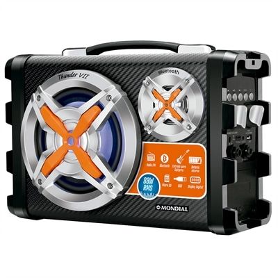 X Caixa Amplificadora Mondial MCO-07, Entrada USB e SD, Bluetooth, Rádio FM, 80W RMS