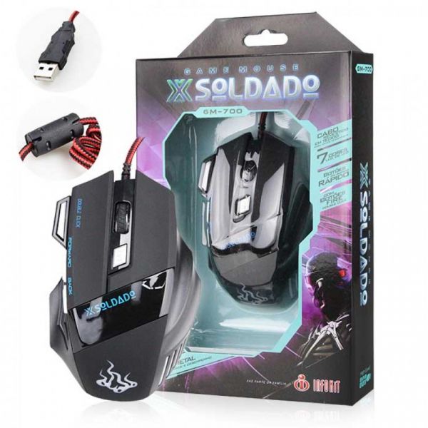 MOUSE GAMER COM FIO USB 7D EXTREME EXBOM 7 CORES DE LED SOLDADO